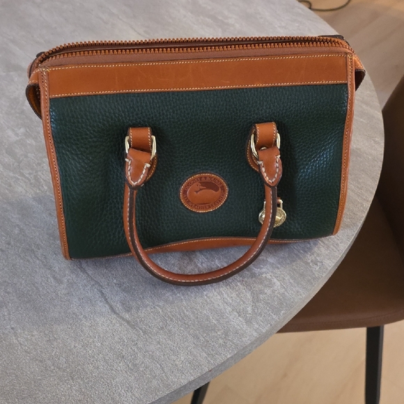 Dooney & Bourke Handbags - Dooney & Bourke Green and Brown Satchel Vintage Clean Inside Very Good Condition